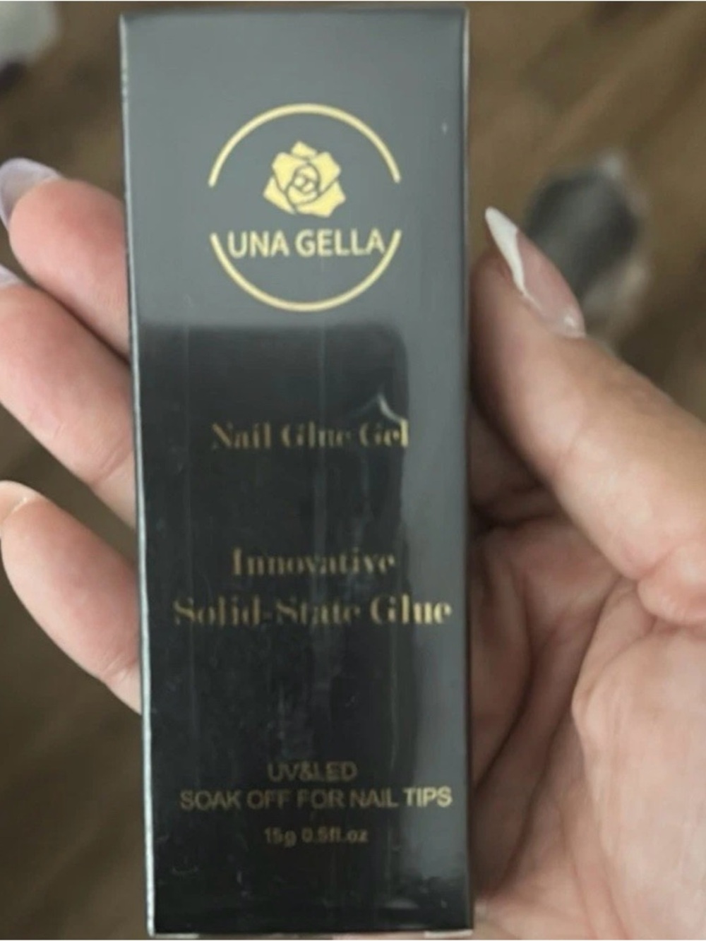 3 UNA GELLA Solid-State Nail Glue Gel - Black & Gold Packaging